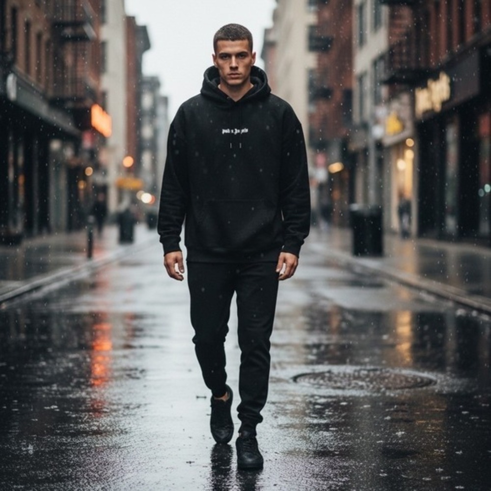 Palm Angels Mens Black Logo Hoodie PMAA001F19413038 XL Streetwear Sweatshirt